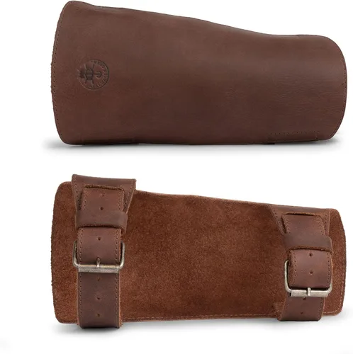 Vista 2 de Protector de brazo de tiro con arco, protector de antebrazo, correas ajustables, Archer Essentials, práctica de tiro, Larping, cuero de grano