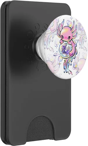 Vista 7 de Lindo kawaii ajolote púrpura mágico cristales PopSockets intercambiables PopGrip