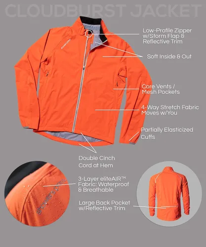 Vista 7 de Showers Pass Elite Cloudburst - Chaqueta impermeable y transpirable para mujer, chaqueta de viaje plegable para deportes al aire libre, Titanio, XL