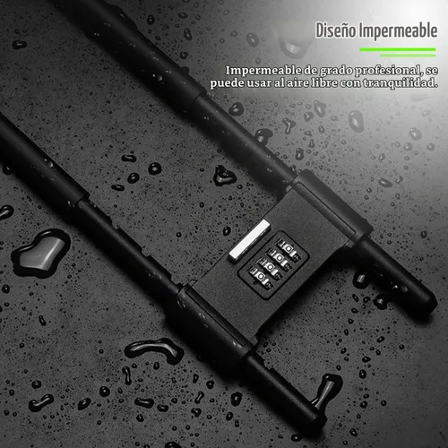 Vista 4 de V·RESOURCING® - Candado de combinación de 4 dígitos, antirrobo en forma de U, resistente, con grillete ajustable, para bicicletas, bicicletas