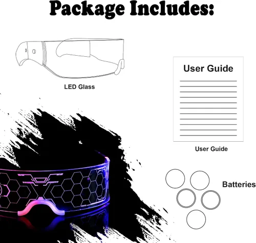 Vista 7 de Oybete 2 pares de gafas iluminadas para fiestas, gafas de visera LED para adultos y niños, accesorios futuristas para rave, gafas LED
