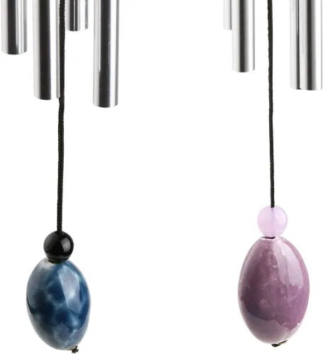 Vista 5 de Campanas de viento, diseño creativo, paquete de 2 hermosas campanillas de jardín, campanillas de viento de metal portátiles para decoración