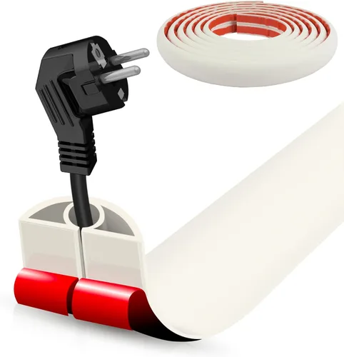 Vista 74 de Cubierta autoadhesiva para cables de suelo, gestión de cables de 3.3 pies, protector de tira de extensión para cables, evita tropiezos de cables