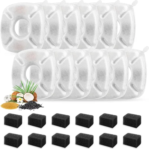 Vista 13 de 8 piezas de filtros de repuesto para fuente de gato, 4 paquetes de filtros de repuesto para fuente de agua para gatos con 4 paquetes de esponjas