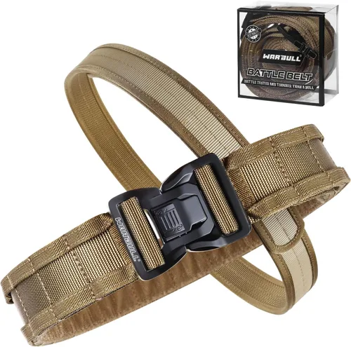 Vista 8 de WarBull Cinturón táctico de batalla Molle, cinturón de pistola de liberación rápida de 2'' con bloqueo seguro, cinturón interior EDC de 1.57