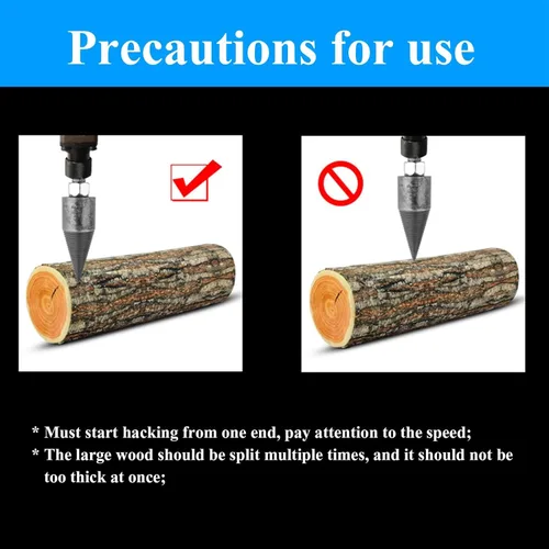 Vista 6 de Wood Log Splitter Firewood Drill Bit, Removable Wood Splitter Drill Bits, Heavy Duty Drill Screw Cone Driver with Square/Round Handle for