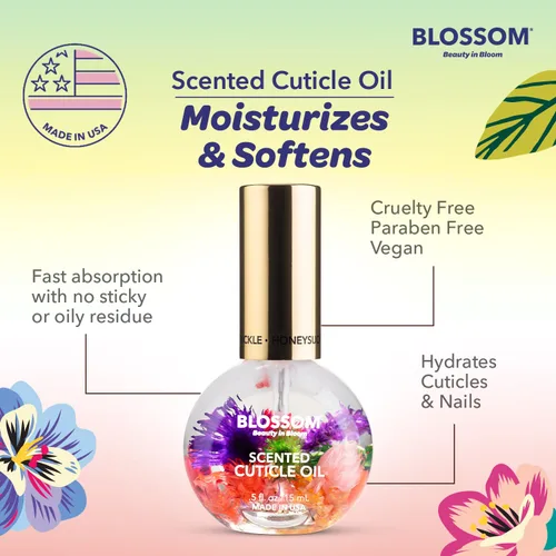 Vista 9 de Blossom Hidratante, hidratante, fortalecedor, aceite perfumado para cutículas, infundido con flores reales, fabricado en Estados Unidos, 1.26 onzas