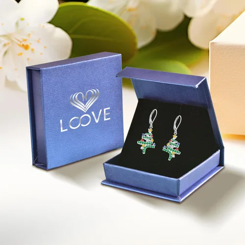 Vista 170 de Aretes colgantes de plata de ley con diseño de árbol de la vida, flor, abeja, animales, gato, colibrí, piedra lunar, turquesa, aretes con cierre