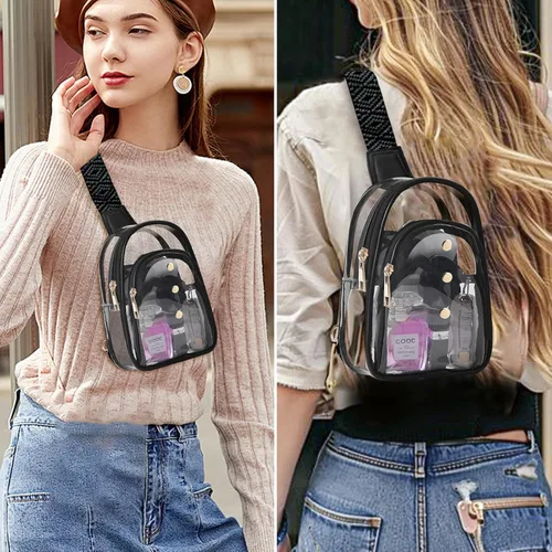 Vista 2 de Bolso bandolera transparente para eventos de estadio, bolsa cruzada para mujer, aprobada para estadios