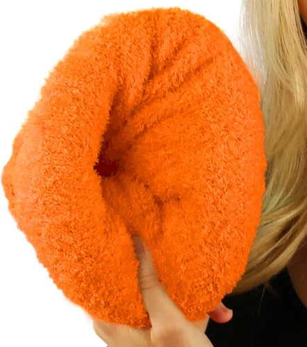 Vista 4 de C.C Gorro de lana unisex con forro polar grueso y cálido (naranja neón sólido), Naranja