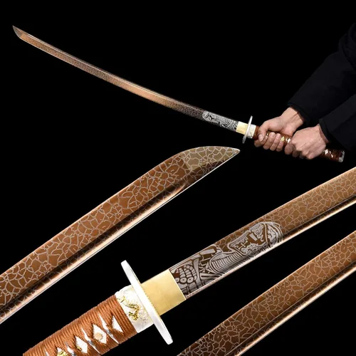 Vista 5 de Japanese Katana Sword Real Authentic,Full Tang,Functional,Practical,1060 high Carbon Steel,Hademade Heat Tempered Full Hand Forged Traditional