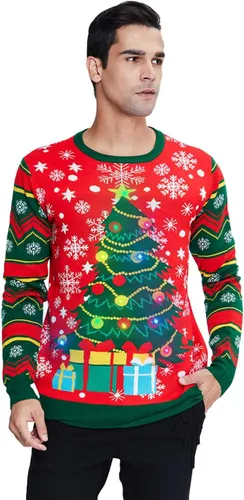 Vista 2 de Idgreatim - Suéter de punto para mujer, hombre, diseño de Navidad feo, manga larga, talla S, XXL