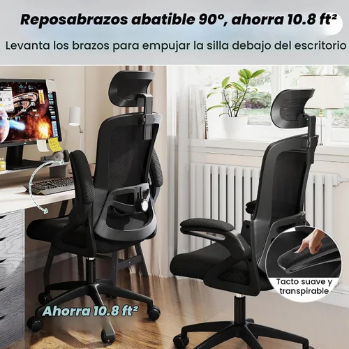 Vista 7 de Fizzin Silla de oficina de malla para computadora con soporte lumbar