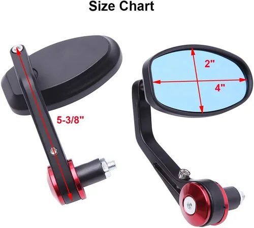 Vista 3 de Espejos retrovisores ovalados universales CNC para motocicleta de 7/8 pulgadas, compatible con Honda Yamaha Suzuki Sports Bike Street Fighter (rojo)