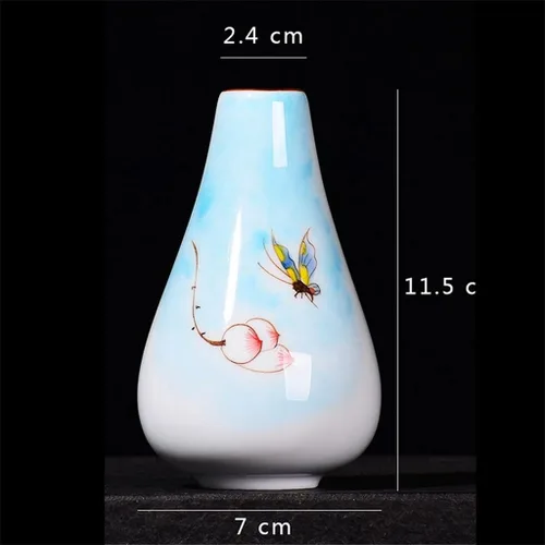 Vista 4 de Ceramic Vases Hand-Painted Vases Chinese White Ceramic Elegant Flower Receptacle Table Decoration B-One Size(A)