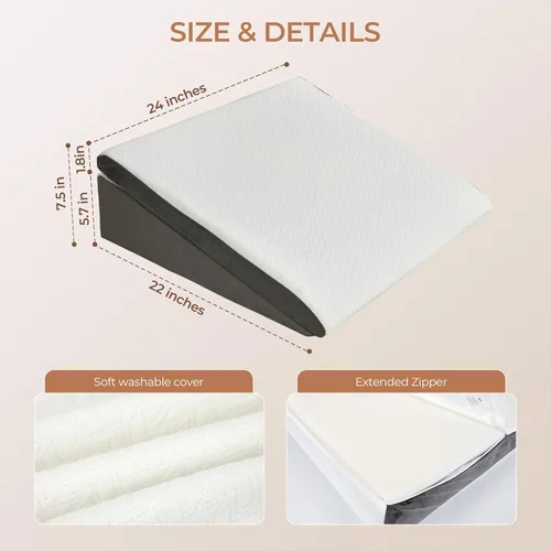 Vista 7 de Vekkia 2 piezas de almohada en forma de cuña para apnea del sueño, almohada en forma de cuña para reflujo ácido, espuma viscoelástica independiente