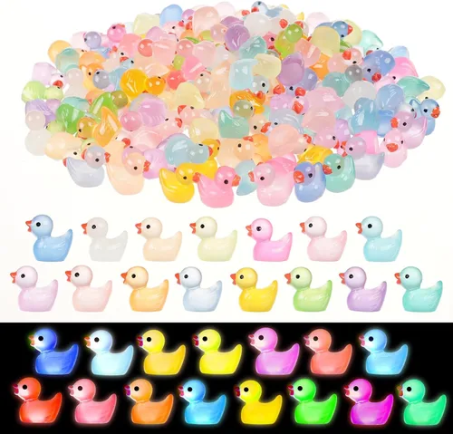 Vista 10 de 160 piezas de patos pequeños de Navidad con gorro de Santa, mini patos de resina, patitos pequeños de plástico para Navidad, accesorios para casa