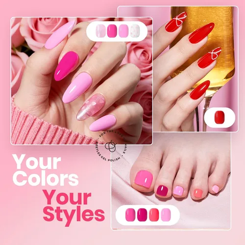 Vista 4 de Beetles - Juego de esmalte de uñas rosa, Prisma del Amor 12 colores, juego de esmalte de uñas primavera, salón, larga duración, DIY, uñas rosas