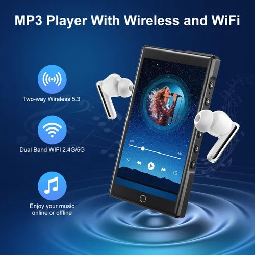Vista 4 de Reproductor MP3 KeenPlus de 16GB con Bluetooth y WiFi, C4 Plus Android 13 Reproductor HiFi MP3 con Spotify, pantalla táctil de 4.3" FHD de panel