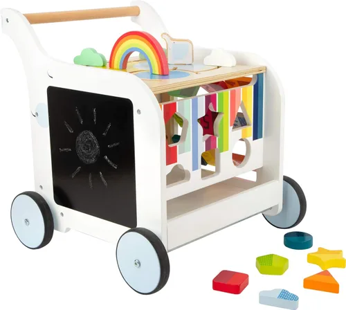 Vista 2 de Small Foot Wooden Toys - Andador de elefante dulce prémium y centro de actividades 5 en 1 diseñado para niños pequeños de 12 meses en adelante