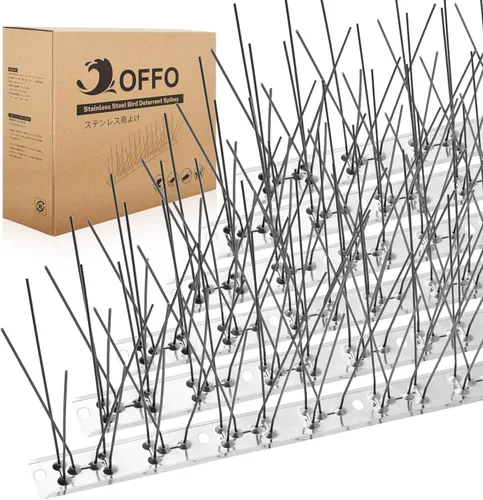 Vista 10 de OFFO Púas para pájaros, púas de paloma de acero inoxidable 304 premontadas para exterior, cubren 10.8 pies, fácil instalación para techo, balcón