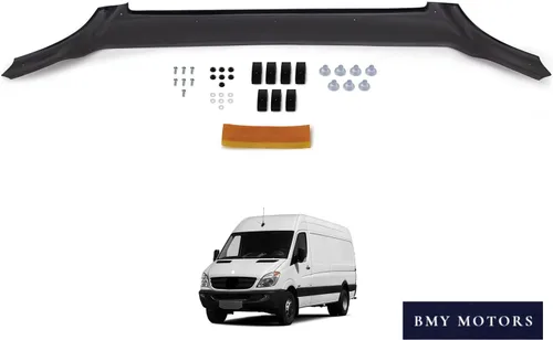 Vista 8 de BMY Deflector de capó/protector de insectos delantero compatible con Mercedes Sprinter W906 2006-2014 Protector de capó Partículas e insectos