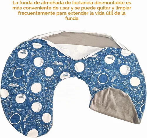 Vista 6 de Winmany Funda de almohada de lactancia para bebé, funda de almohada extraíble para lactancia materna, lindo patrón para niñas y niños, funda de Azul