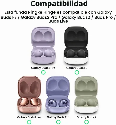 Vista 2 de Ringke Bisagra [No más decoloración] Compatible con Samsung Galaxy Buds 2 Pro Case, Buds 2, Buds Pro, Buds Live y Galaxy Buds FE, funda transparente