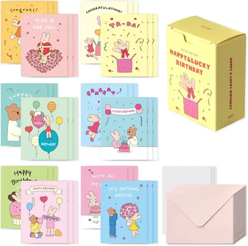 Vista 16 de Monolike Tarjeta Día a Día, 101 Seúl Doce Meses - Mezcla de 48 Mini Tarjetas Individuales, 24 sobres Paquete