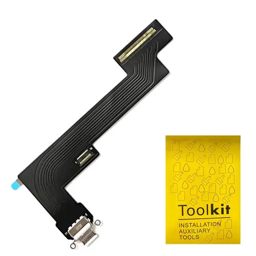Vista 12 de Reemplazo del conector de base compatible con iPad Air 4 4ª/5 5ª generación de 10.9 pulgadas, puerto de carga de repuesto, cable flexible (negro)