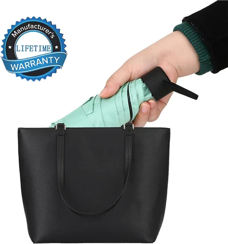 Vista 7 de GAOYAINIG - Mini paraguas pequeño con estuche de diseño ligero y compacto, perfecto para viajes, sombrilla portátil ligera para exteriores