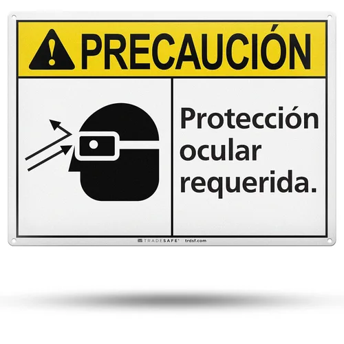 Vista 9 de TRADESAFE Letrero de protección ocular requerida de PPE – Letrero de pared, letrero de seguridad de aluminio de instalación rápida, reflector