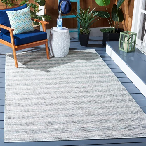 Vista 9 de SAFAVIEH Hampton Collection - Alfombra lavable para exteriores de 2 x 9 pies, color marfil y gris, no desprende pelusa y fácil de limpiar, ideal