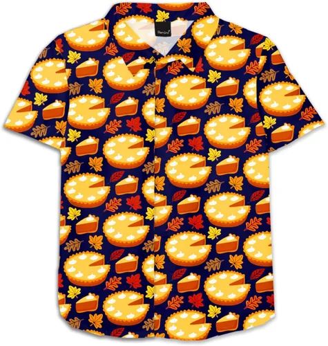 Vista 11 de Remimi Camisa unisex de Halloween para niños, camisetas hawaianas de manga corta con botones feos de 5 a 14 años Christmas Gift