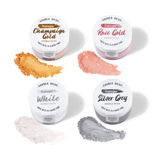 Vista 7 de Purpurina comestible de 4 colores para cócteles, set de polvo de lustre brillante comestible para bebidas, pasteles, horneado, fresas, chocolates