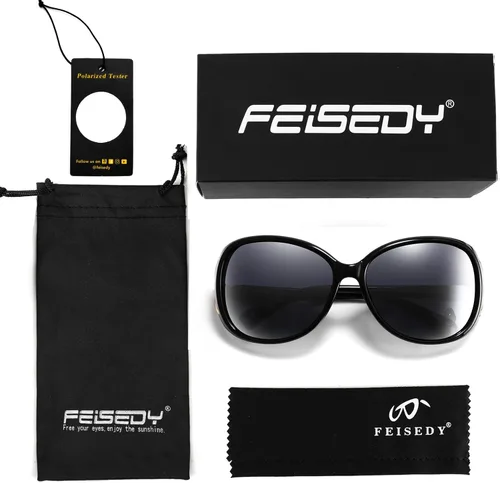 Vista 8 de FEISEDY Gafas de sol polarizadas de gran tamaño para mujer, gafas de sol clásicas de zorro B2730