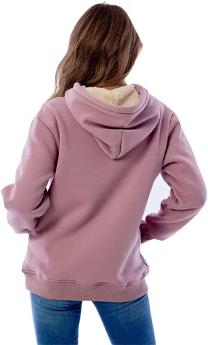 Vista 4 de Haellun - Sudadera con capucha con forro de vellón de sherpa, abrigado, de invierno y de estilo informal para mujer