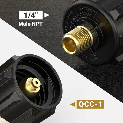 Vista 3 de onlyfire 5040 QCC1 Acme Nut Adaptador de montaje de gas propano con rosca macho de 1/4 pulgadas, latón