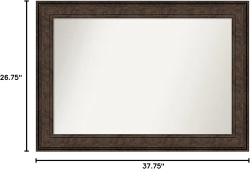 Vista 898 de Amanti Art Espejo de pared personalizado no biselado (25 x 25 pulgadas), marco de bronce acentuado, varios tamaños personalizados, espejo de baño