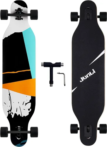 Vista 10 de Junli - Patineta Freeride de 41 pulgadas, para skateboarding, estilo libre y pendientes. Floral