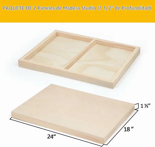 Vista 2 de Falling in Art Paquete de 2 paneles de lienzo de madera de abedul sin