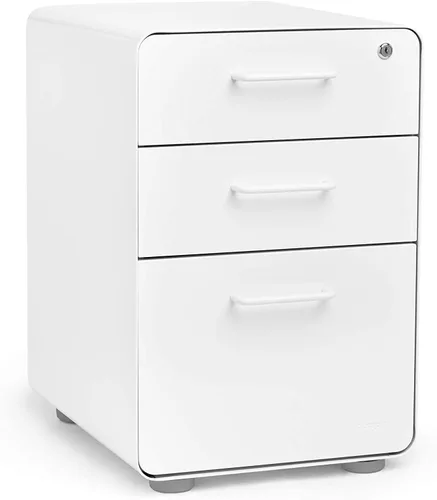 Vista 9 de Poppin Archivador de 3 cajones, color negro + nogal, 2 cajones utilitarios y 1 cajón para colgar, totalmente pintado por dentro y por fuera, acero