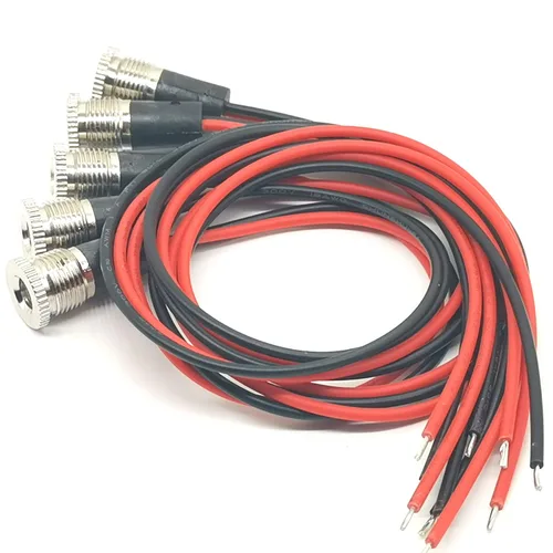 Vista 4 de Paquete de 0.217 x 0.083 in 10A DC-099 Adaptador de conector hembra roscado con tapa de cubierta impermeable de 11,8 pulgadas