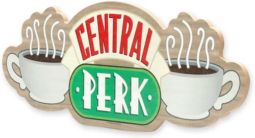 Vista 2 de Open Road Brands Friends Central Perk Coffee - Decoración de pared de madera de café - Del exitoso programa de TV - Letrero grande de Central Perk