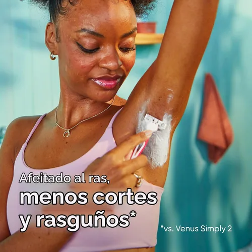 Vista 4 de Gillette Venus Simply3 Maquinillas de afeitar desechables para mujer, 8 unidades, diseñadas para un afeitado cercano y cómodo