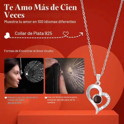 Vista 3 de Emibele - Regalos de rosa preservada para mujer, caja de rosa eterna con collar de corazón, regalos románticos con mensaje "te amo" para mujeres
