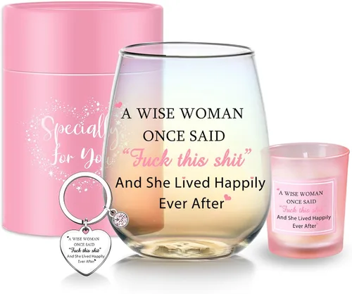 Vista 22 de Yalucky Regalos para mujer amiga, vaso de vidrio de 16.2 fl oz, regalos de cumpleaños para mujer, Llaveros para mujeres, regalo de graduación