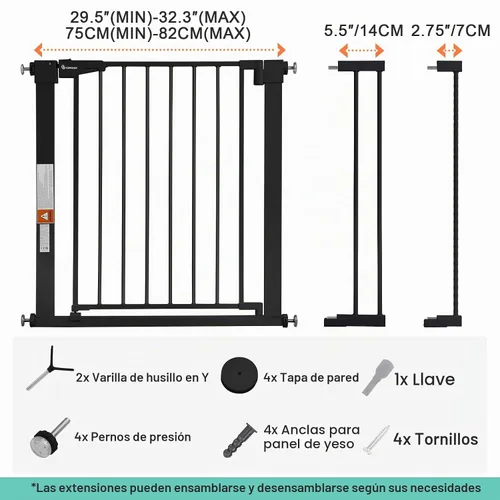 Vista 6 de COMOMY Puerta de bebé extra ancha de 29.5-40.5 pulgadas, puerta de perro
