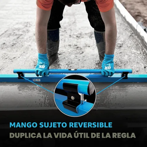 Vista 6 de OX TOOLS Serie Pro Nivel de concreto de 48 pulgadas con vial nivelador Aleación estructural resistente Mango ergonómico Ligero y reversible