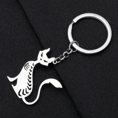Vista 4 de Llavero de acero inoxidable chapado en oro con bonito diseño de gato, regalo para mujeres y niñas, llavero para coche, monedero, llaves, accesorios